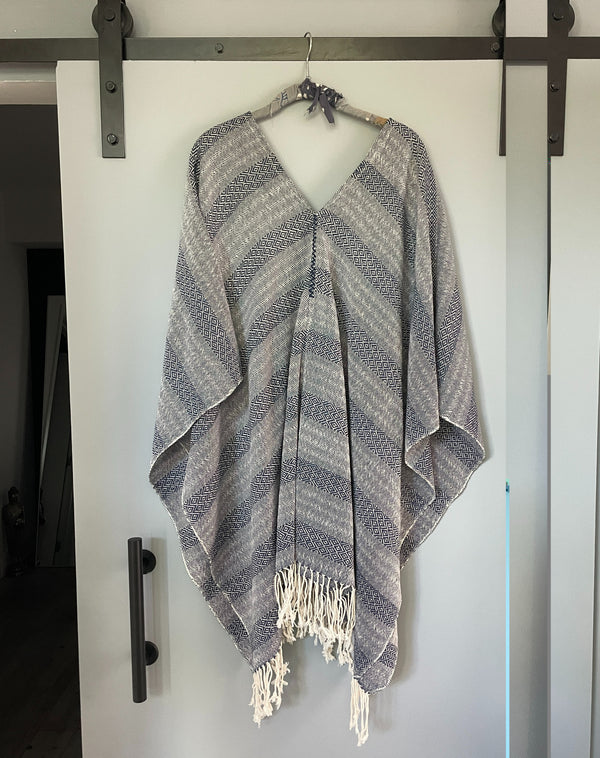 SOLD OUT!  Hand-loomed Poncho - Indigo